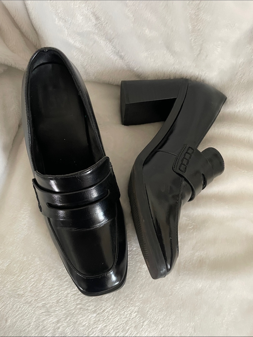 DV by Dolce Vita Black Patent Block Heel Loafers